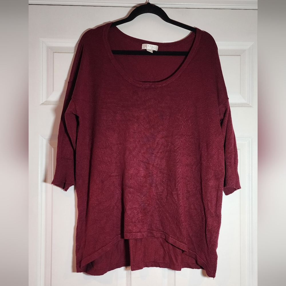 Kenar Woman Burgundy Sweater Top 1X